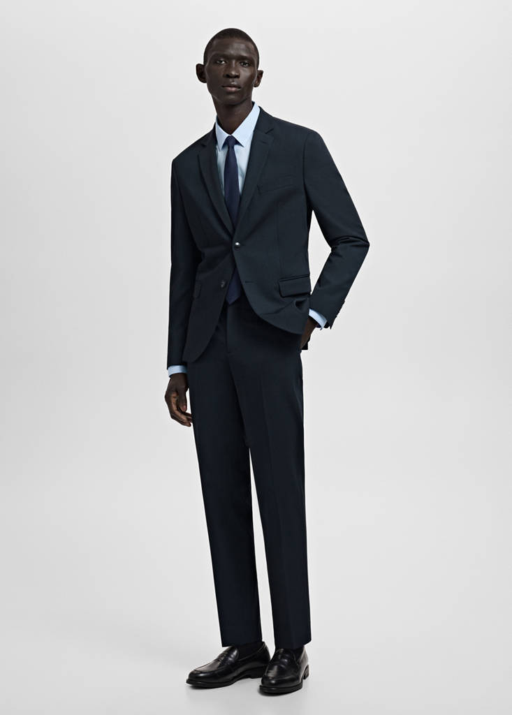 Stretch fabric super slim-fit suit trousers dark navy - Man - 32 - MANGO MAN | Mango (US/MX/AU)