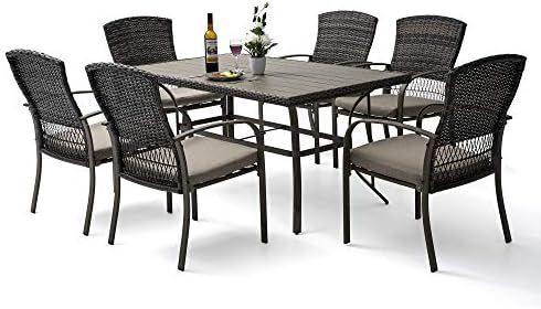Pamapic 7 Piece Patio Dining Set, Outdoor Dining Table Set, Patio Wicker Furniture Set for Backya... | Amazon (US)