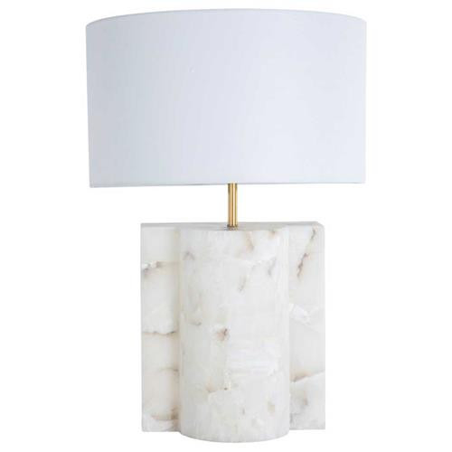 Gabby Holford Modern Classic White Alabaster Bedside Table Lamp | Kathy Kuo Home