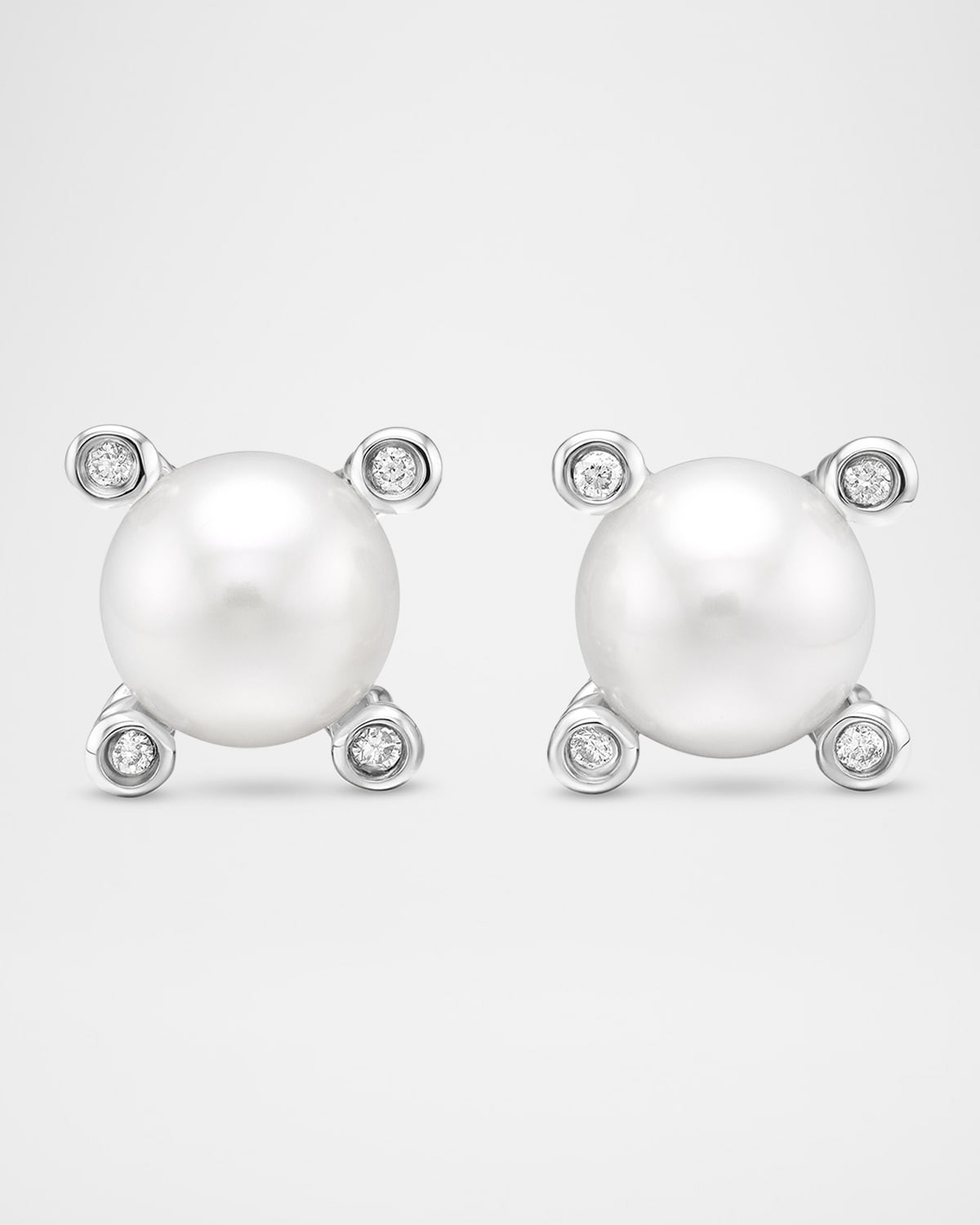 Cable Collectibles Pearl Earrings with Diamonds and Silver, 7mm | Neiman Marcus