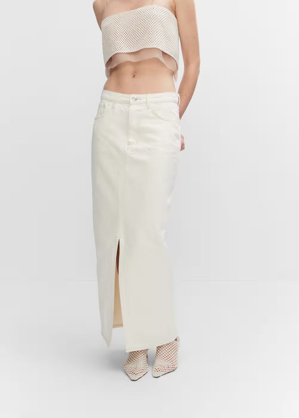 Slit denim skirt -  Women | Mango United Kingdom | MANGO (UK)