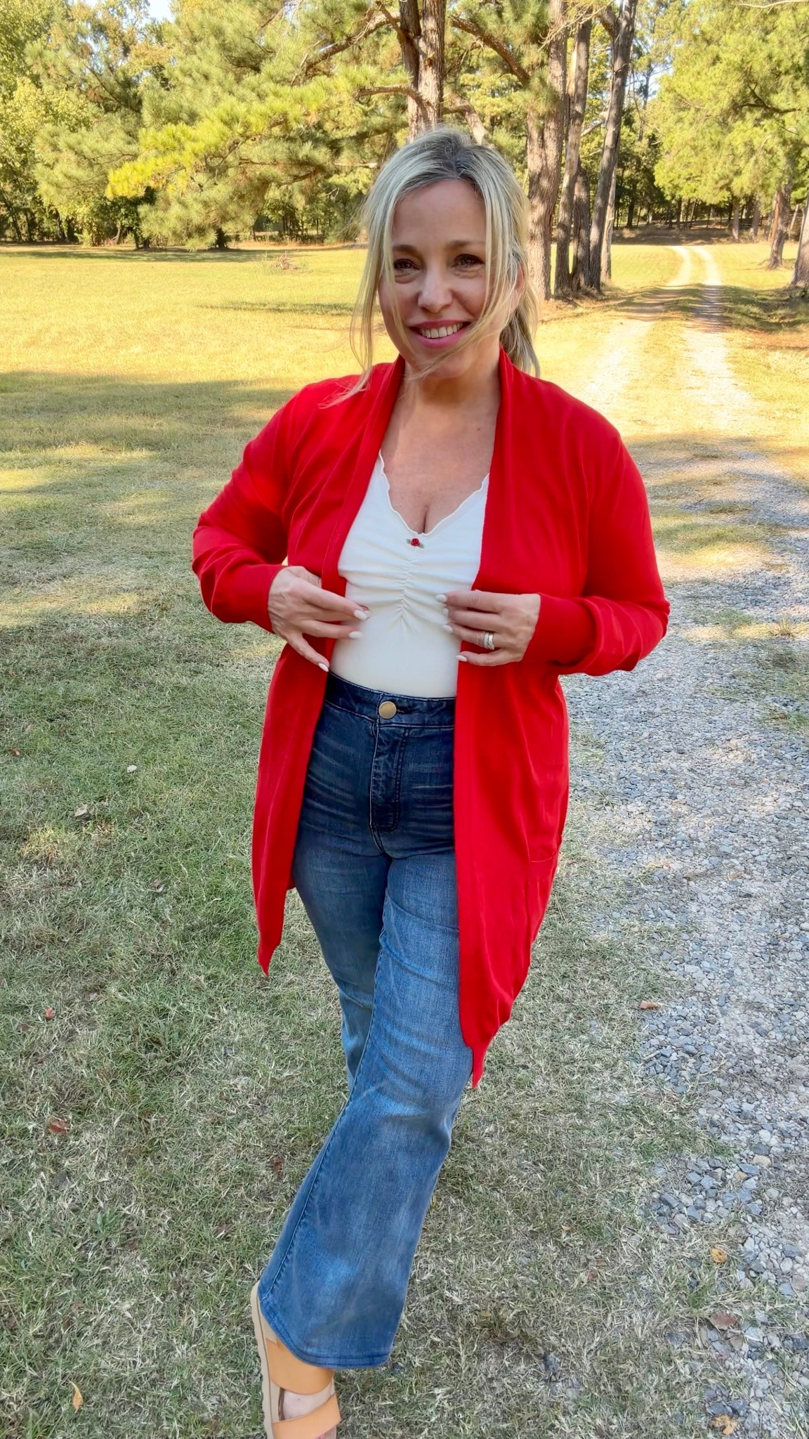 These jeans are high rise and Petite friendly- I’m in a medium in the sweater 

#LTKPetite #LTKHoliday #LTKOver40