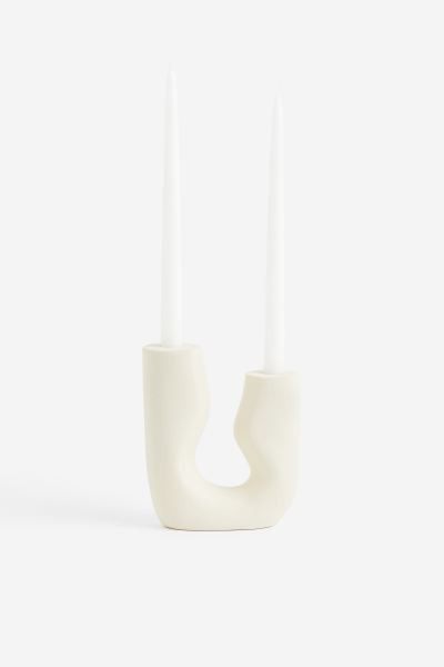 Stoneware Candlestick - Cream - Home All | H&M US | H&M (US + CA)