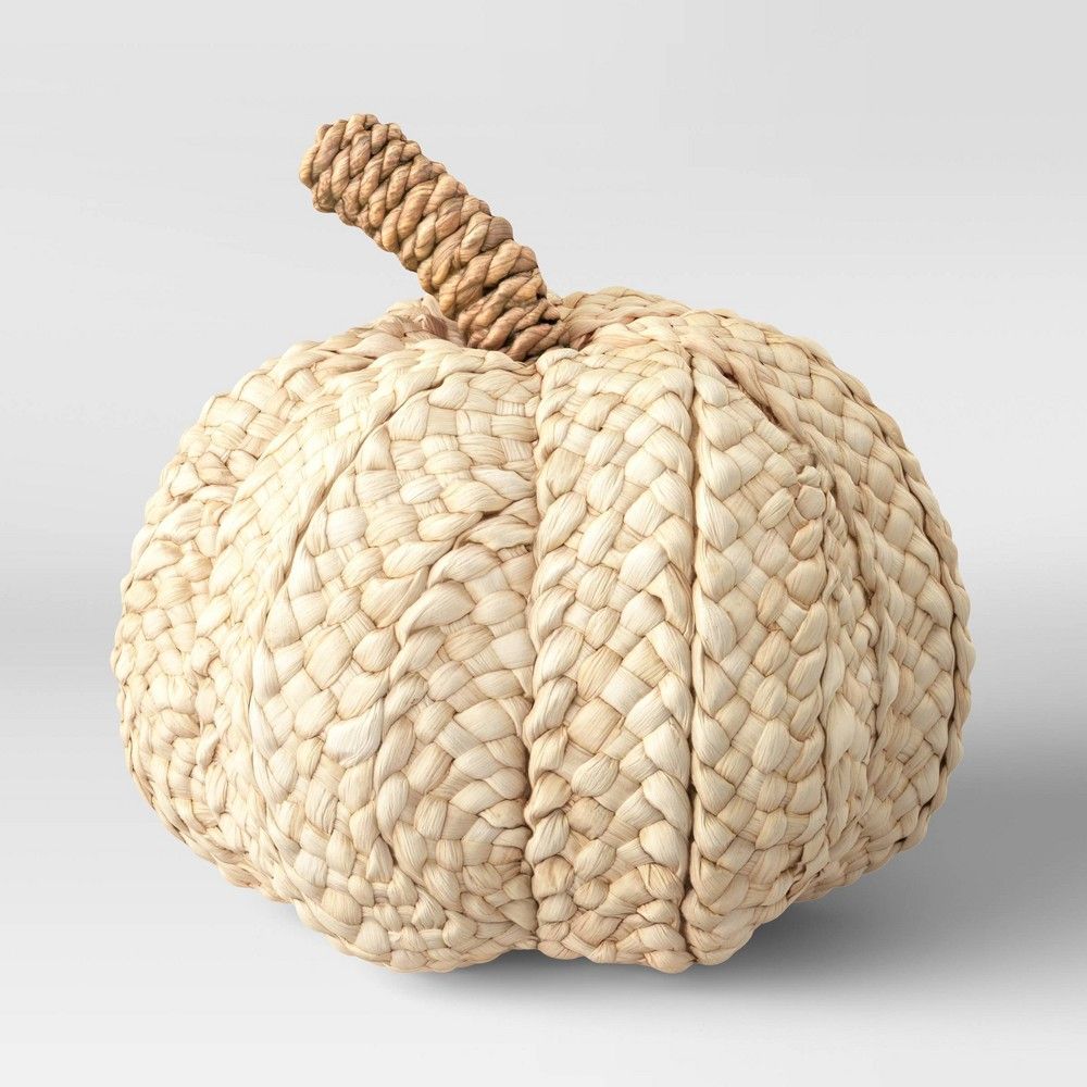 7"" x 7.8"" Woven Corn Husk Pumpkin Figurine Cream - Threshold | Target