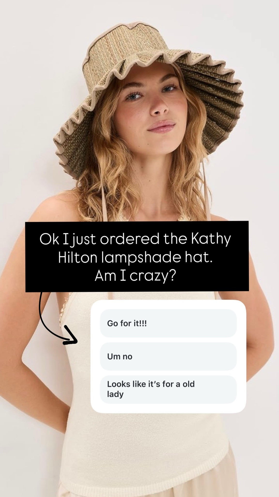 Lampshade hat
Kathy Hilton hat
Vacation

#LTKootd #LTKgrwm #LTKdayinmylife
