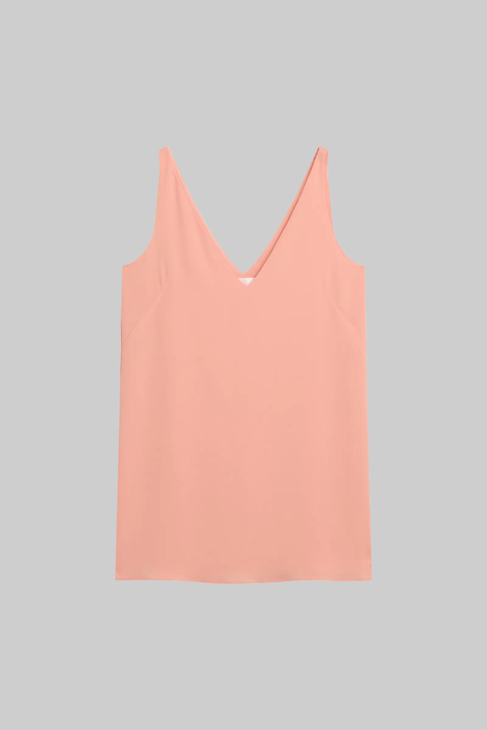 Ari V Neck Mini Dress in Peche in Crepe | LESET