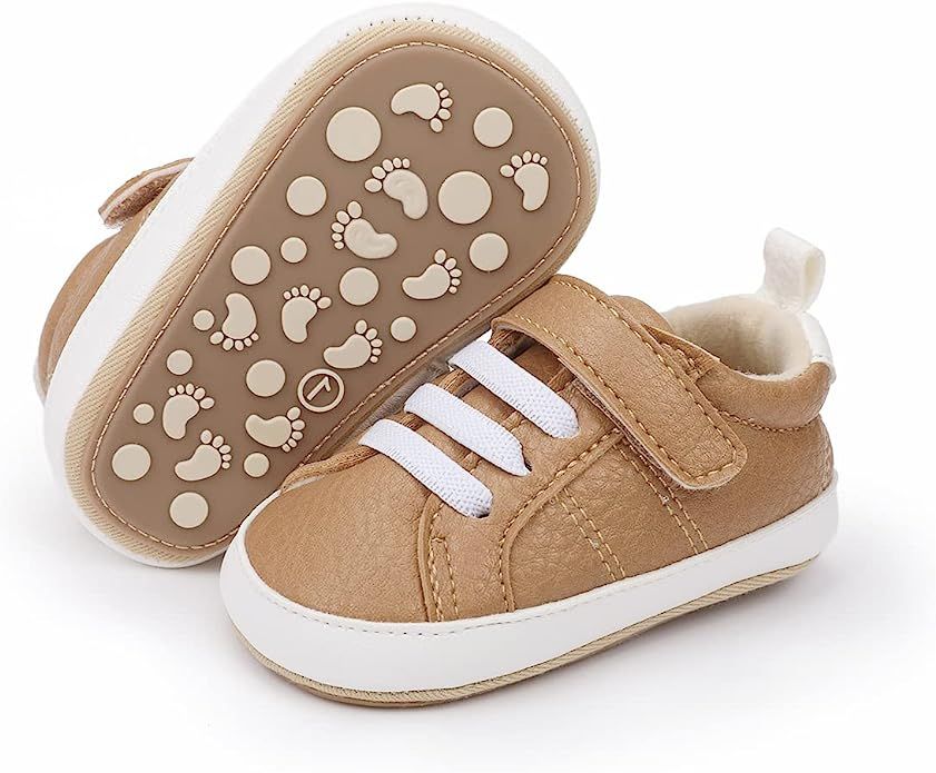 E-FAK Baby Shoes Boys Girls Infant Sneakers Non-Slip Rubber Sole Toddler Crib First Walker Shoes | Amazon (US)