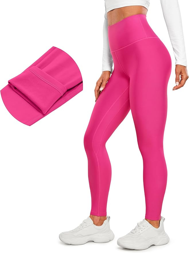 CRZ YOGA Fleece Lined Leggings 28'' - Thermal Casual Lounge Workout Yoga Womens Full Length Pants... | Amazon (US)