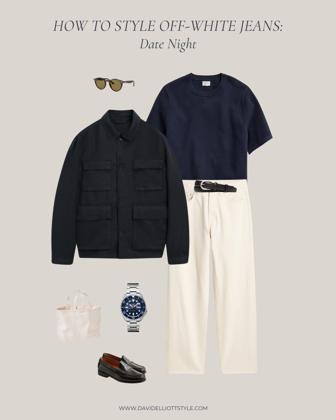 How to wear off-white jeans with navy for a spring date night!

 

 #LTKSeasonal #LTKMens
