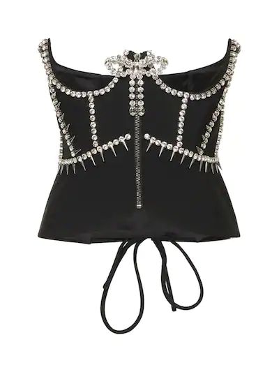 Area - Spike embellished corset top - Black | Luisaviaroma | Luisaviaroma