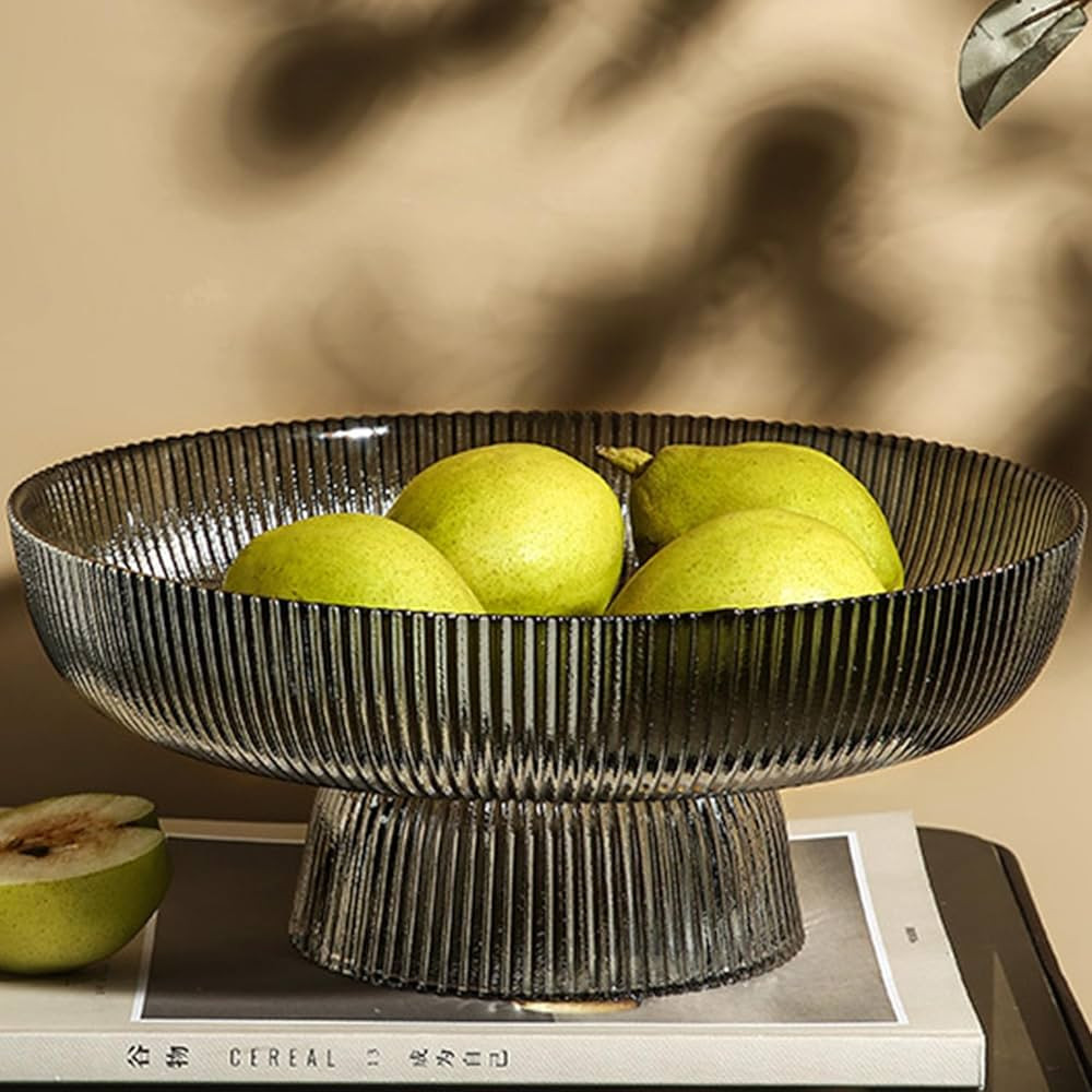 Glass Fruit Bowl,Large Decorative Glass Bowl,Decorative Pedestal Bowl for Table Décor,Fruit Bowl... | Amazon (US)