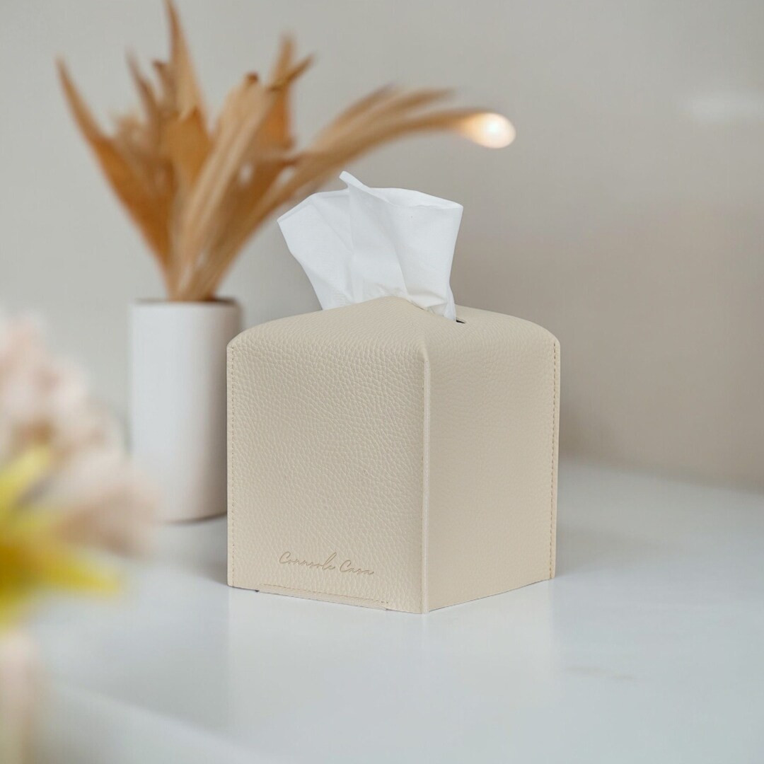 TISSUE BOX COVER - Leather Tissue Box Cover, Modern Tissue Box Cover Square, Puffs Tissue Box Cov... | Etsy (US)