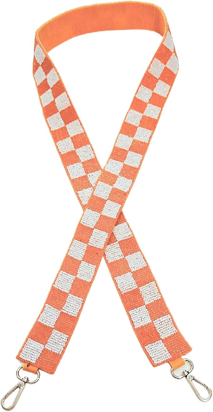 Beaded Purse Strap Tennessee Orange & White Checkered College Texas Game Day Clear Handbag Replac... | Amazon (US)