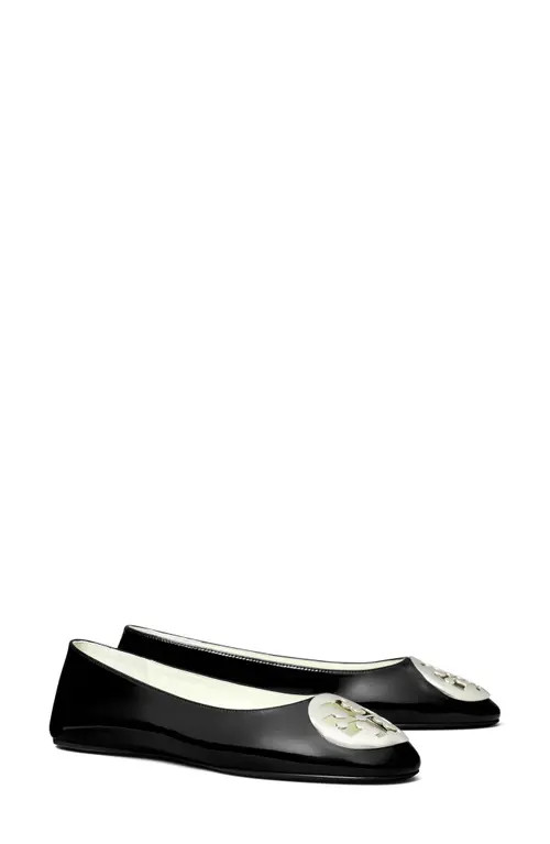 Tory Burch Reva Travel Ballet Flat in Perfect Black/Silver at Nordstrom, Size 6.5 | Nordstrom