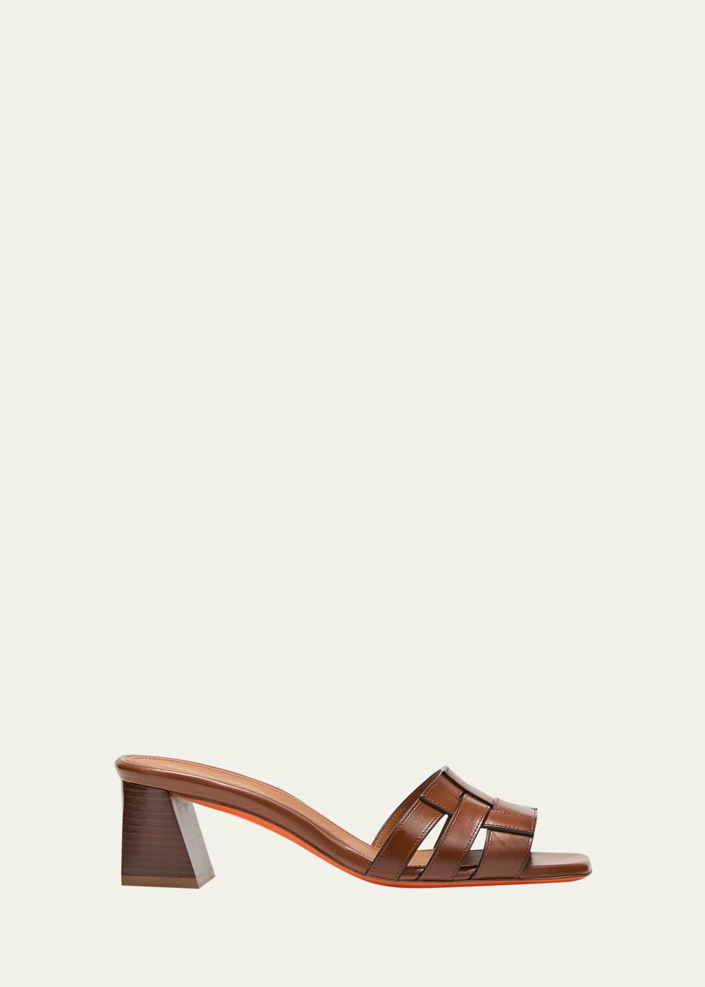 Santoni Venere Leather Block-Heel Mule Sandals | Bergdorf Goodman
