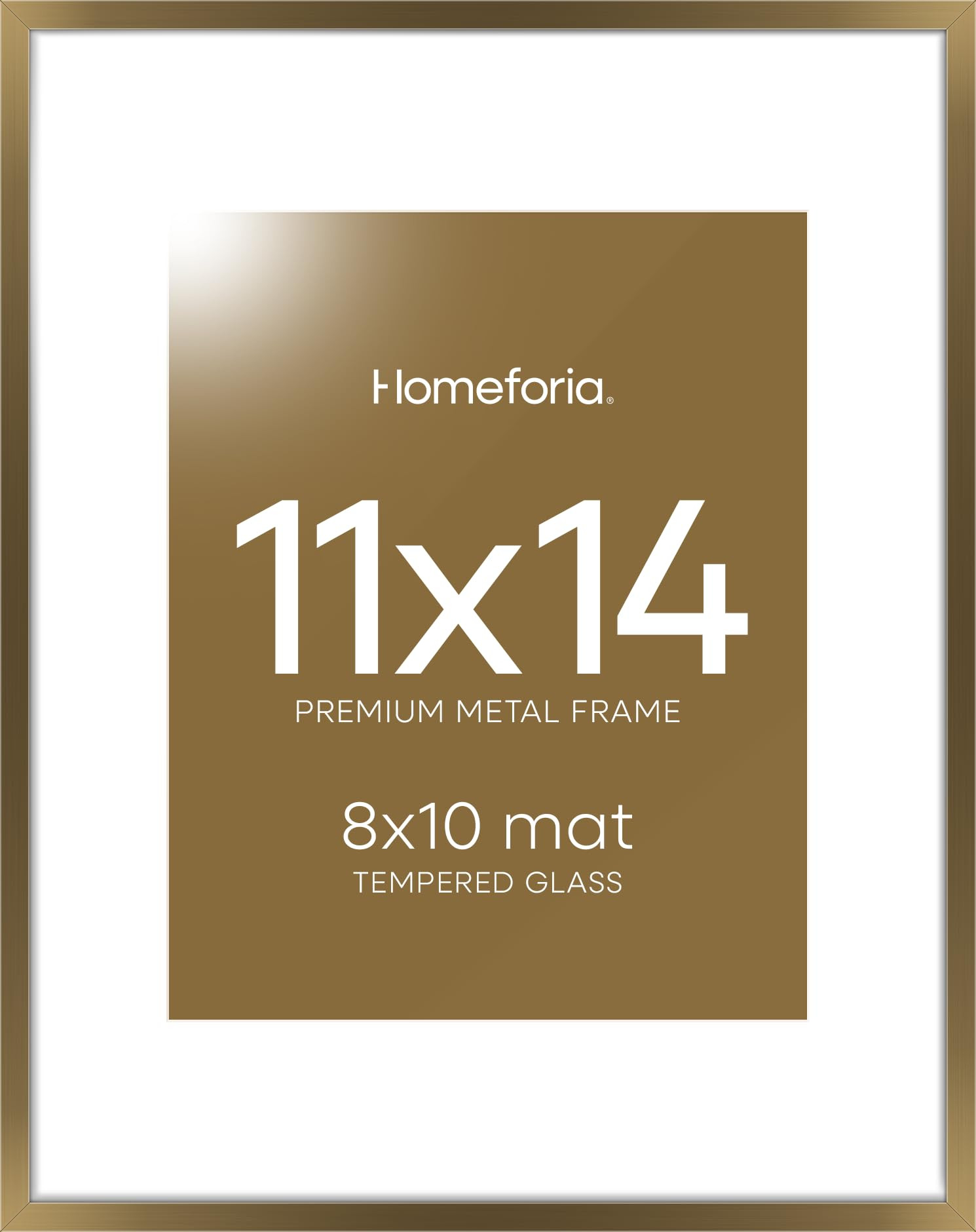Homeforia 11x14 Bronze Picture Frame, High End Metal 11x14 Brass Frame with Mat 8x10, 11 x 14 Pos... | Amazon (US)