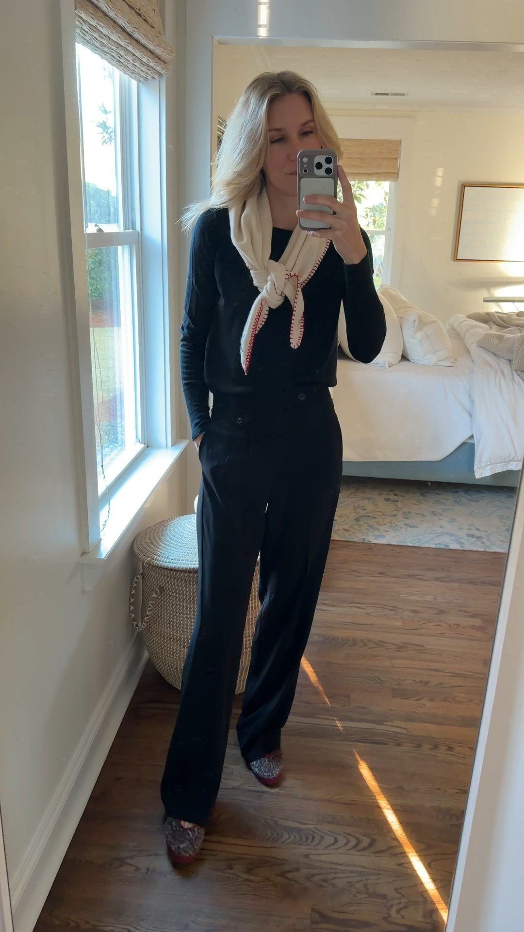 Monochromatic with some fun accessories for work today! Size up one size in the shoe brand. I’m a size 8 shoe and wear a 39 in their flats!

#LTKWorkwear