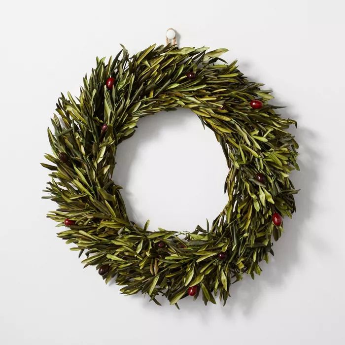 20&#34; Preserved Olive Leaf Plant Wreath - Hearth &#38; Hand&#8482; with Magnolia | Target