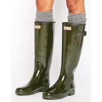 Hunter Original Refined Gloss Dark Olive Tall Wellington Boots - Dark olive | ASOS CH