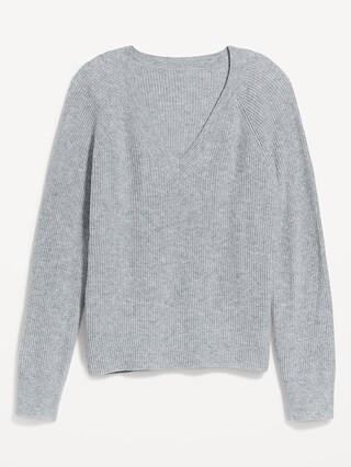 V-Neck Heathered Shaker-Stitch Cocoon Sweater for Women | Old Navy (CA)