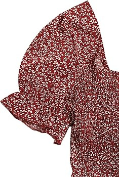 Floerns Women's Summer Square Neck Schiffy Drawstring Front Crop Top Blouse | Amazon (US)