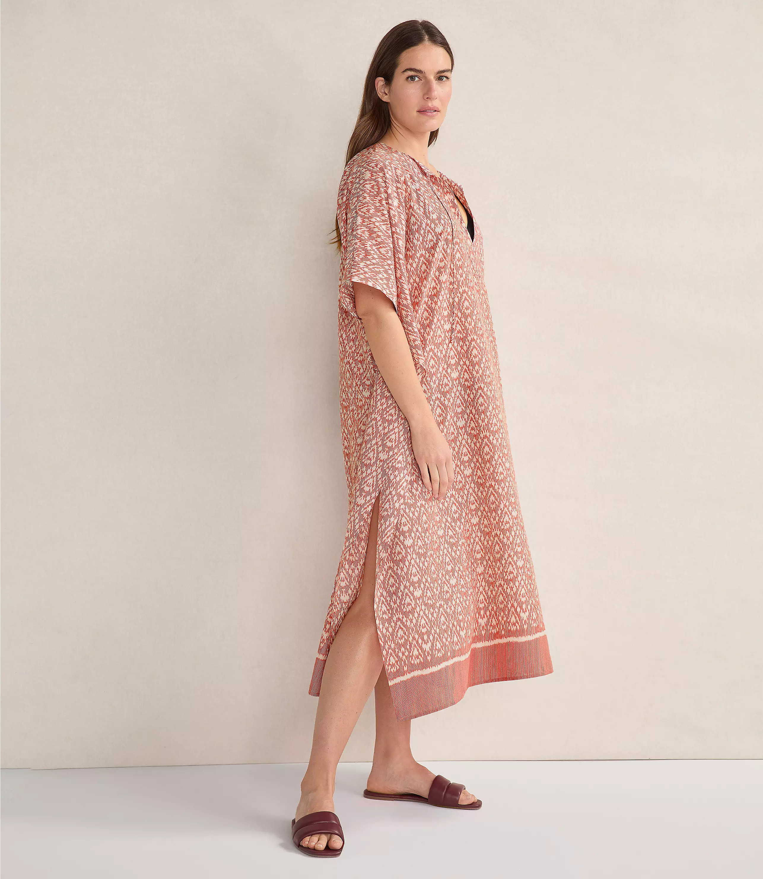 Haven Well Within Cotton Voile Blend Ikat Kaftan | LOFT