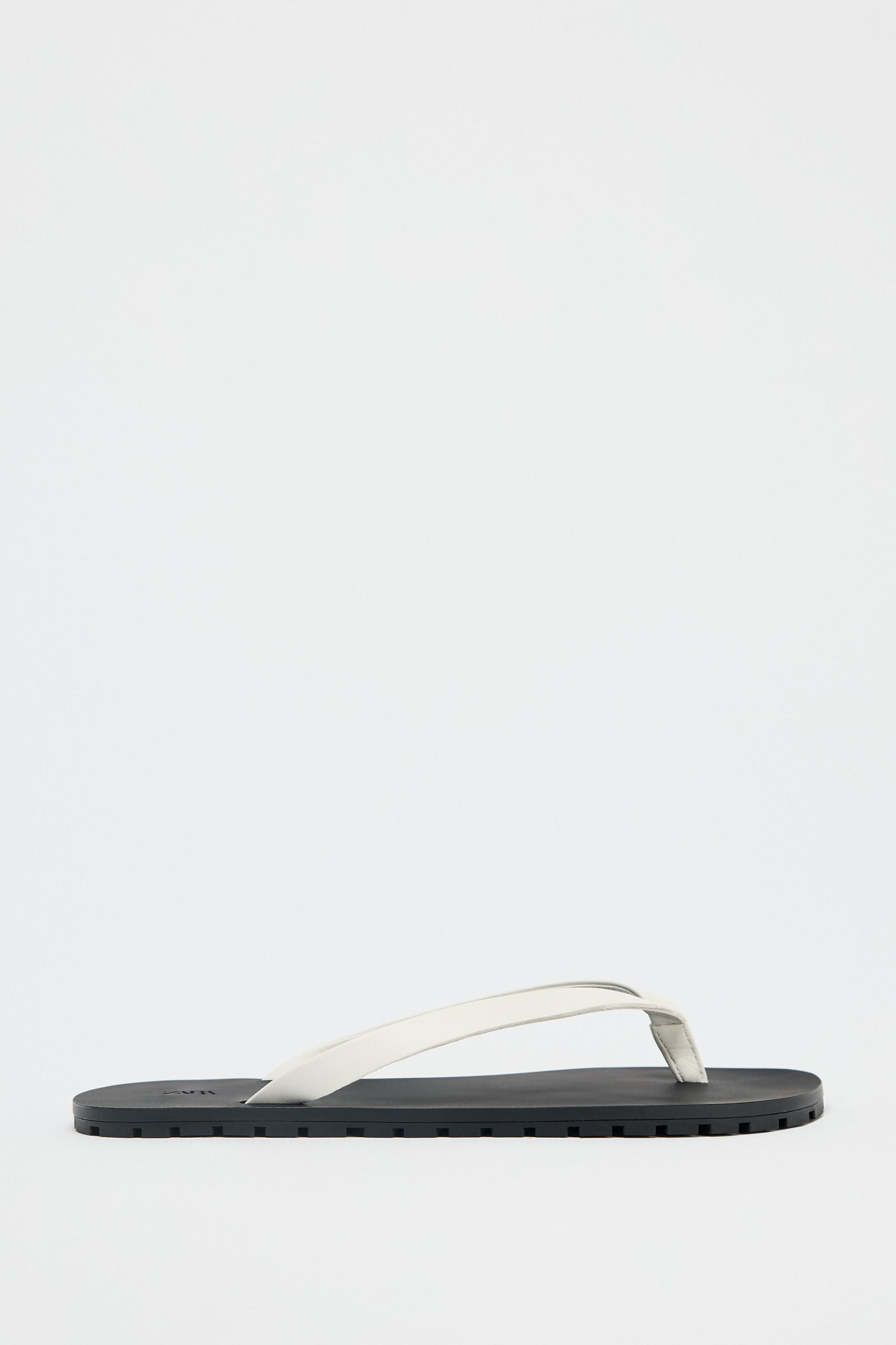 LEATHER SANDALS WITH RUBBER SOLE | Zara US