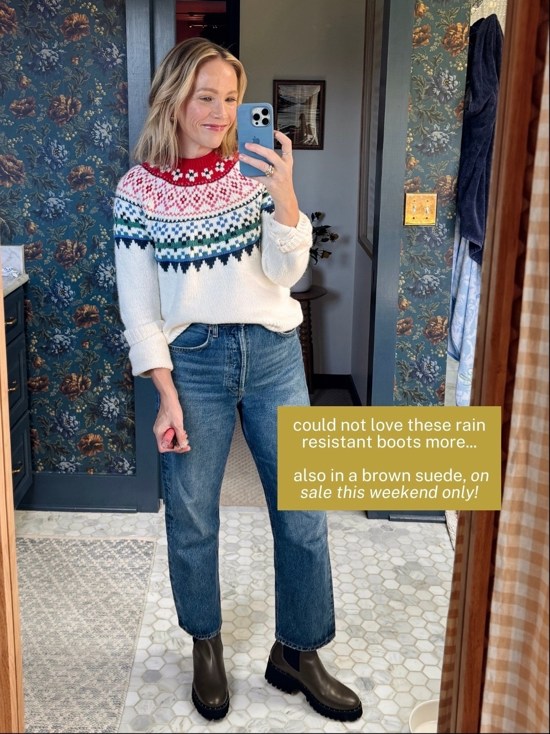 Freda Salvador Brooke rain resistant boots true to size and on heavy rotation lately ~ now on sale with code winterready. 
Agolde 90’s crop jeans true to size, wash essence 
xo, Claire 

Comment SHOP below to receive a DM with the link to this post on my LTK ⬇ https://liketk.it/5Ll2I #ltkseasonal #ltkover40 #ltkootd

#LTKPetite #LTKootd #LTKSaleAlert