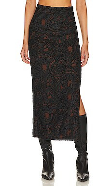 Free People Rosalie Velvet Midi Skirt in Black from Revolve.com | Revolve Clothing (Global)