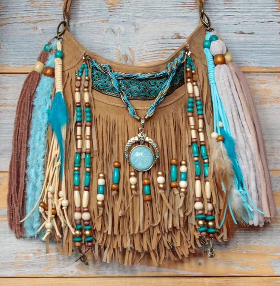 Boho Fringe bag, turquoise boho chic purse with fringes, vegan boho hippie shoulder bag,  boho ba... | Etsy (NL)