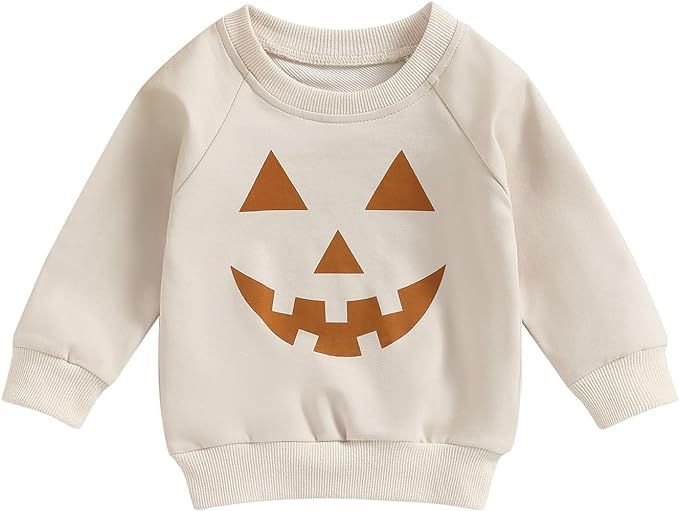 Newborn Toddler Baby Boy Girl Halloween Outfit Pumpkin Pullover Sweatshirt Long Sleeve T-Shirt To... | Amazon (US)