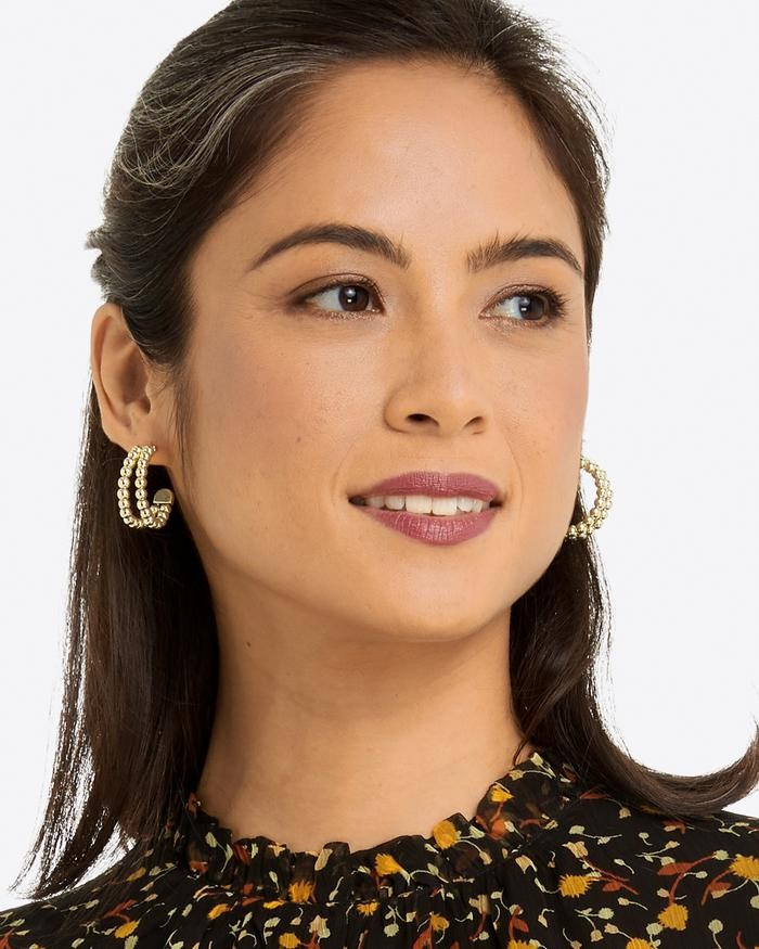 Gold Bead Split Hoops | Draper James (US)