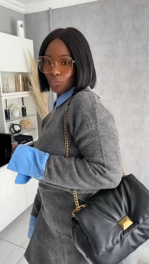 Blue linen shirt, oversized shirt, grey knitted jumper, knitted skirt, knee high boots, chunky boots, quilted black bag, H&M

#LTKeurope #LTKstyletip #LTKSeasonal