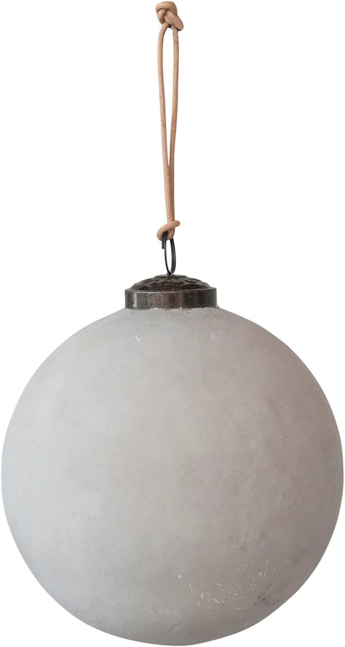 Creative Co-Op Glass Ball Ornament, Distressed Powder Finish, Matte White | Amazon (US)