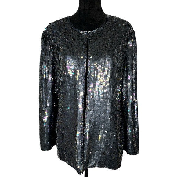 Stenay Vintage Sequin Silk Jacket Purple Iridescent Bling Long Dressy Party Coat | Poshmark