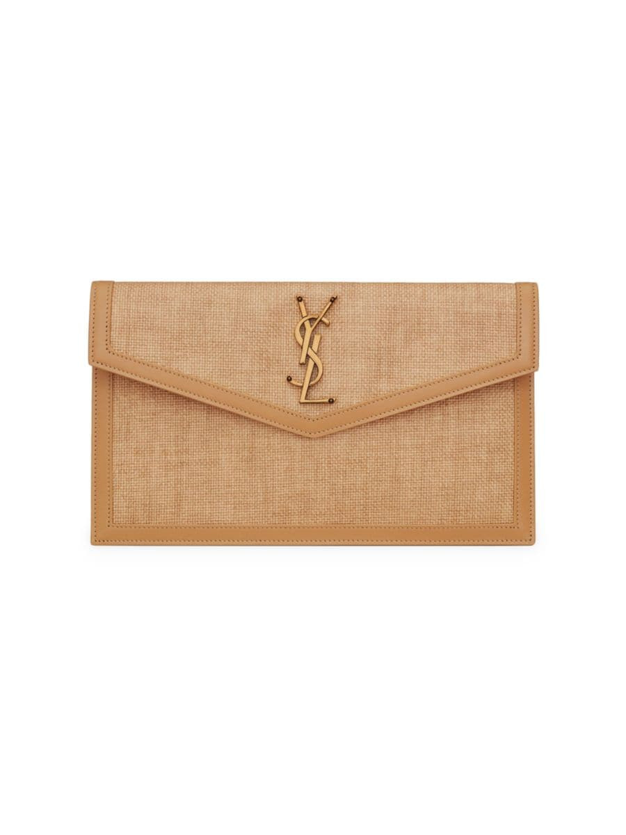 Uptown Pouch in Micro Raffia | Saks Fifth Avenue