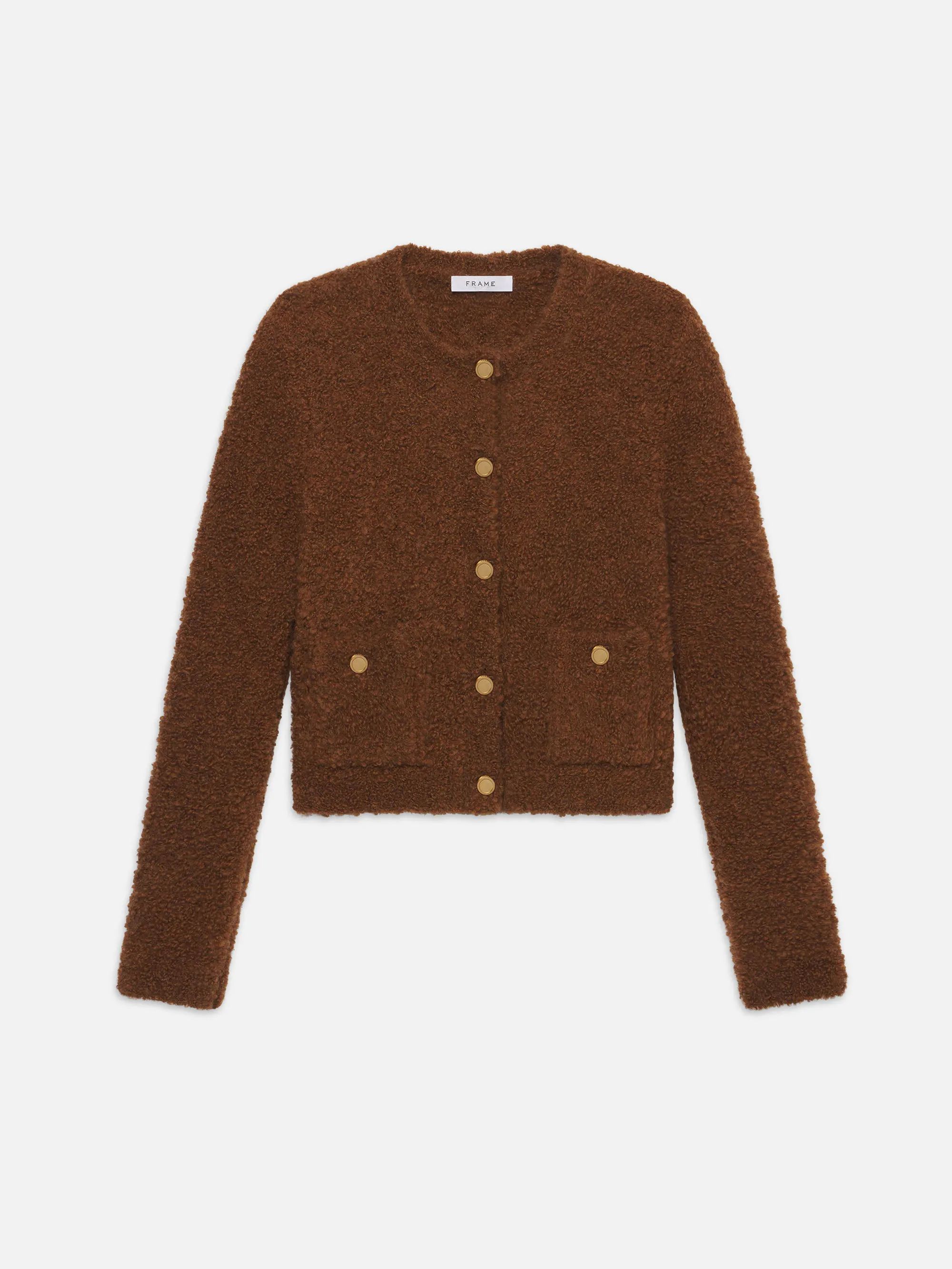 Patch Pocket Cardi  in  Camel | Frame Denim