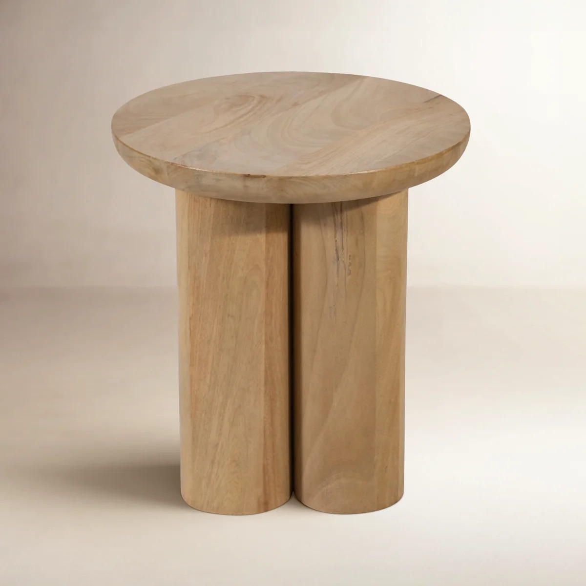 Natural Wood Round Side Table for Home Decor - Modern Sculptural Accent Table for Living Room, Be... | Wayfair North America