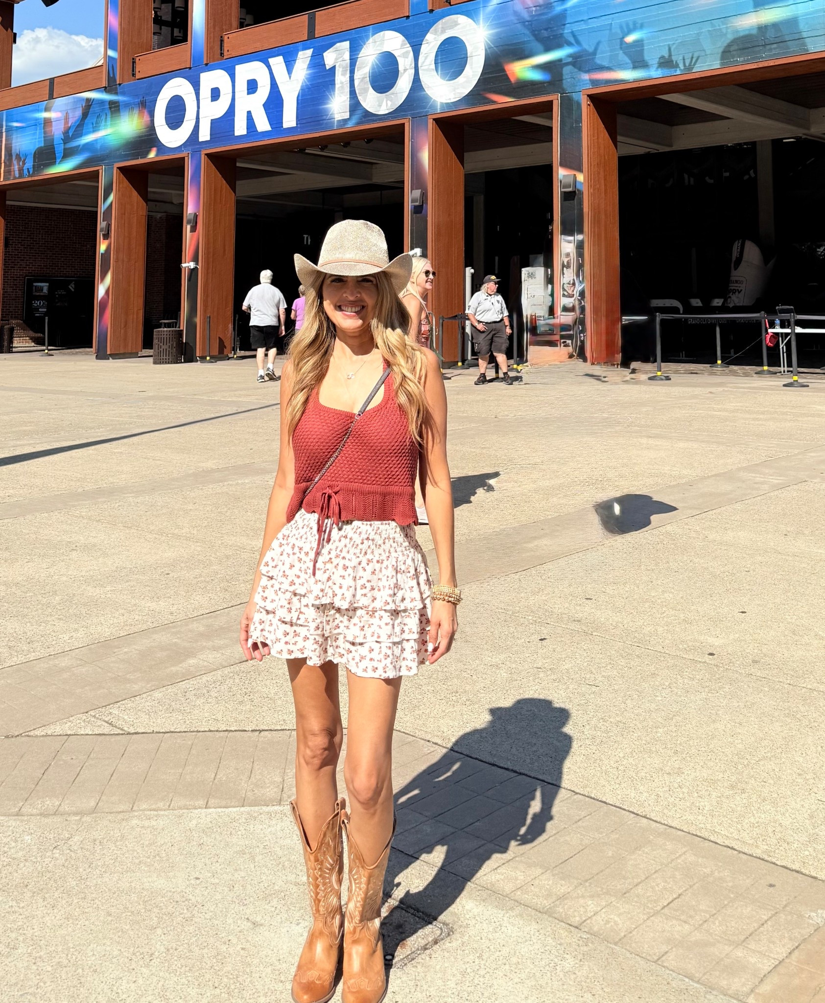  Gran Ole Opry in Nashville.
We did the daily backstage tour guide, and it was very good. It is a little far from downtown, so you need to consider that, but it’s worth it. They had a concert that night, so they offered us tickets with a 10% discount. 
Boots 
Cowboy hat 
Travel
Nashville 

#LTKShoeCrush #LTKTravel #LTKSeasonal