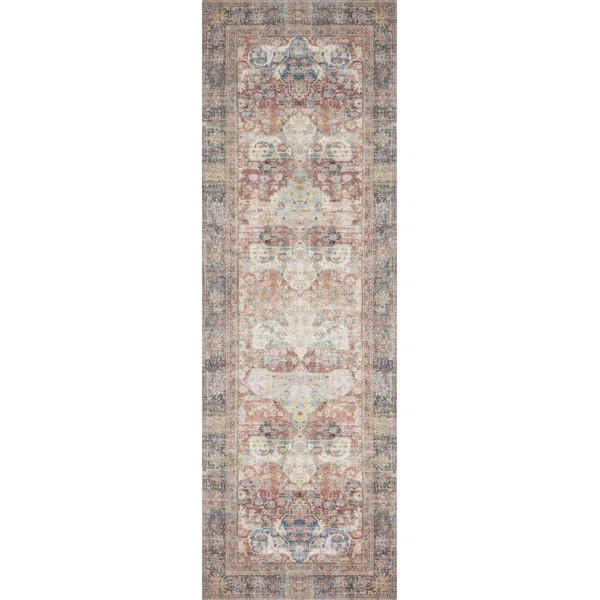 Ella Oriental Terracotta/Blue/Ivory Area Rug | Wayfair North America