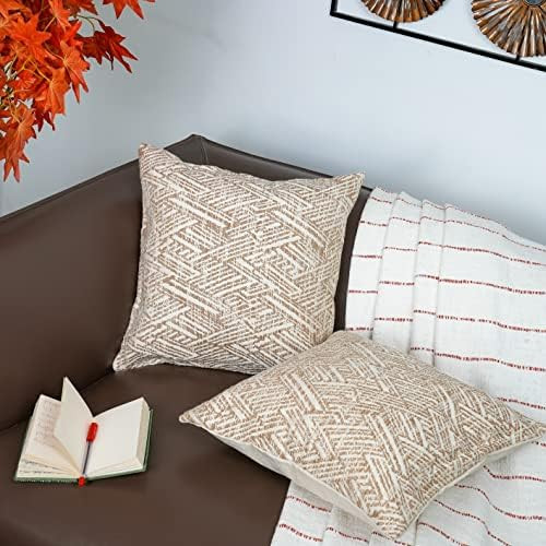 KEMA Cotton Textured Decorative Fall Neutral Throw Pillow Covers Set of 2 Farmhouse Style Indoor ... | Amazon (US)