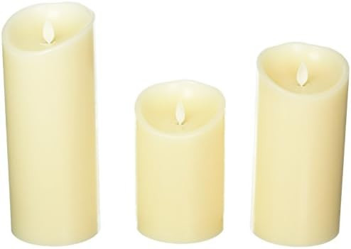 Set of 3 Luminara Flameless Candles 3.5x5 3.5x7 3.5x9 Ivory Moving Flame Candles with Timers and ... | Amazon (US)