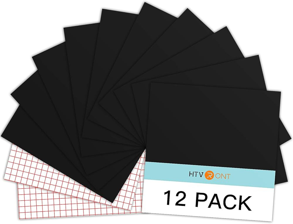 HTVRONT Black Permanent Vinyl, 12 Pack Black Vinyl for Cricut - 10 Black Vinyl Sheets 12" x 12" &... | Amazon (US)