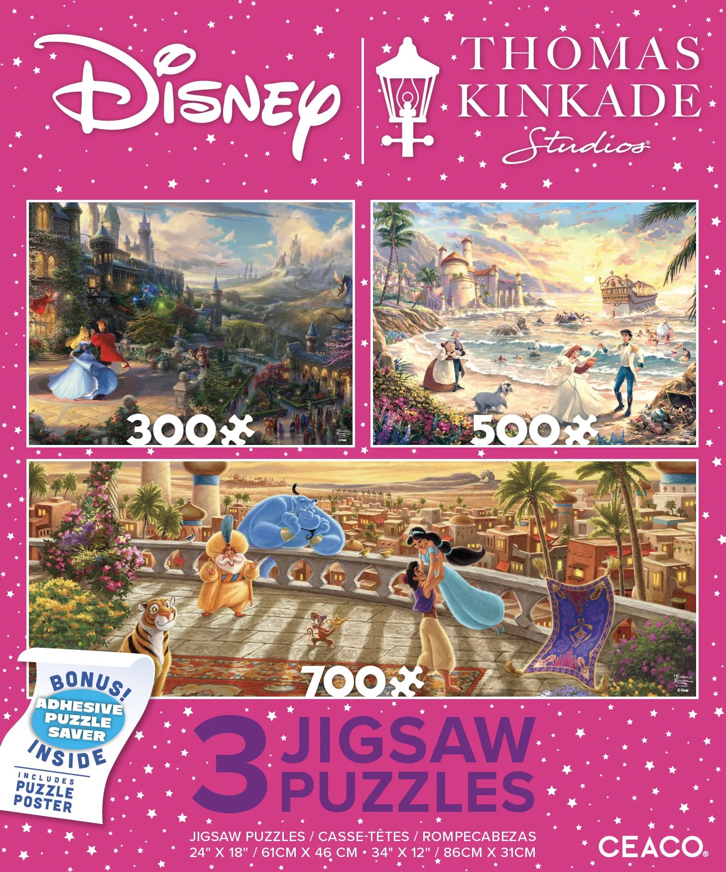 Ceaco Thomas Kinkade Disney Princesses Three Interlocking Jigsaw Puzzles | Walmart (US)