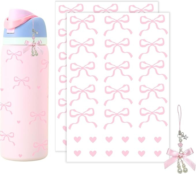 Bows Stickers for Custom Owala Accessories, Heart Decals Transfer Stickers for Water Bottles, Bow... | Amazon (US)