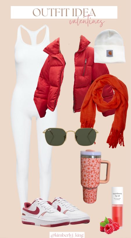 Errand outfit
Hot girl walk outfit
Coffee shop outfit 
College class outfit 
Outfit inspiration 
Sports jumpsuit 
Athleisure 
Athletic outfit
Red puffer jacket 
Red scarf 
Oversized scarf
Amazon fashion
Amazon outfit 
Stanley 
New balance
Sneakers 
Red and white sneakers 
Nike shoes 
White socks 
Clean girl aesthetic 
Outfit idea
Valentines outfit inspo 
Valentines outfit idea 
 

#LTKstyletip #LTKSeasonal #LTKfindsunder50