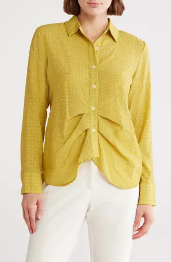 PATRIZIA LUCA Ruched Long Sleeve Button-Up Shirt | Nordstromrack | Nordstrom Rack