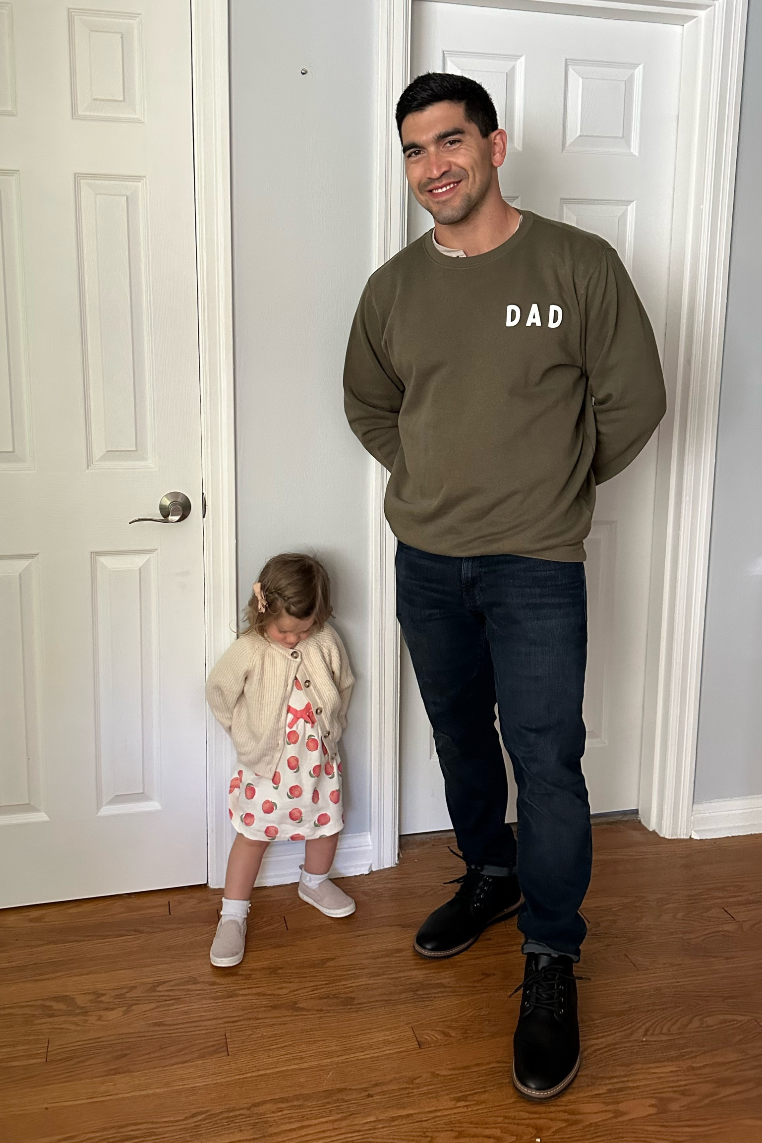 She passed the vibe check!
This Etsy sweater is a fun but simple print that can worn in almost any setting. 
The jeans are the Athletic Slim from Madewell which are by far my favorite fitting jeans AND select colors are on sale on their site with the code “FALLIN”. The boots are from StitchFix and linked below!
Georgia’s dress is from Touched by Nature and are only $5 🙌🏽 Cardigan is from Old Navy and right now everything is 50% off at checkout. Perfect time for fall/winter shopping!
Men’s boots - men’s jeans - men’s sweater - men’s fashion - kids fashion - old navy kids 

#LTKxMadewell #LTKfamily #LTKmens