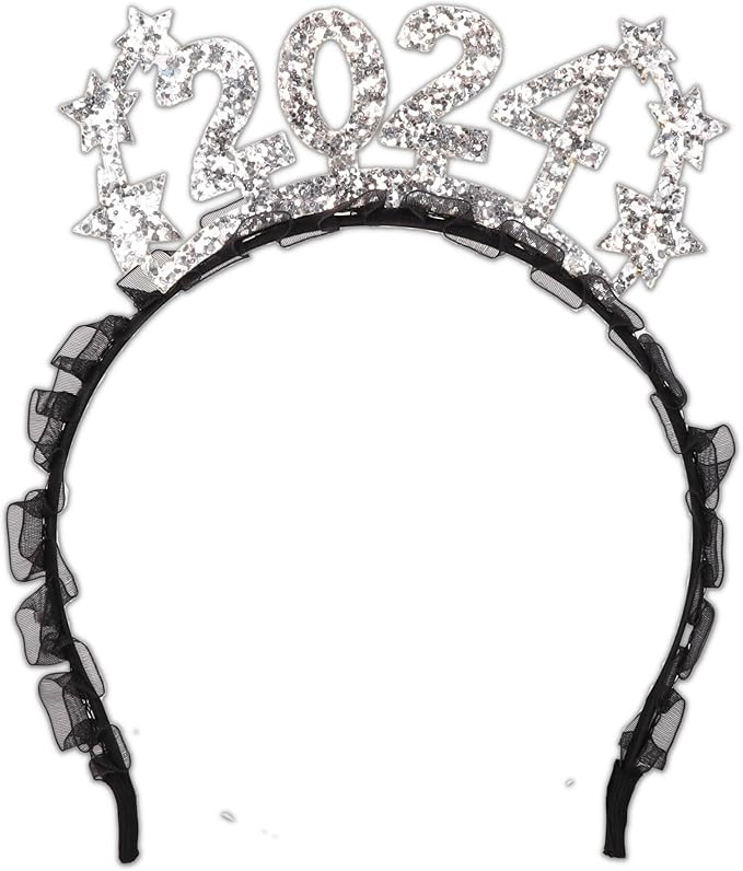 2024 Happy New Year Headband, Glitter Headwear Party Decorations, One Size Fits Most | Amazon (US)