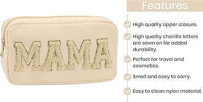 Sage Nation Chenille Letter Makeup Bag- Nylon Cosmetic Preppy Pouch For Travel and Organization, ... | Amazon (US)
